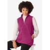 Woman Within Plus Size Zip-Front Microfleece Vest Long Fleece Vest(Black White Stars)