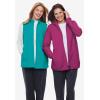 Woman Within Plus Size Zip-Front Microfleece Vest Long Fleece Vest(Radiant Purple Marled)