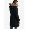 ellos Plus Size Faux Fur Trim Puffer(Black)