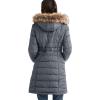 ellos Plus Size Faux Fur Trim Puffer(Dark Slate)