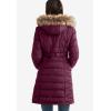 ellos Plus Size Faux Fur Trim Puffer(Midnight Berry)