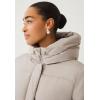 ellos Plus Size Hooded Drawstring Puffer(Taupe Grey)