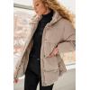 ellos Plus Size Hooded Drawstring Puffer(Taupe Grey)