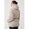 ellos Plus Size Hooded Drawstring Puffer(Taupe Grey)