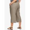 ellos Plus Size Linen-Blend Drawstring Elastic Waist Relaxed Fit Capris(Bark)