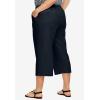 ellos Plus Size Linen-Blend Drawstring Elastic Waist Relaxed Fit Capris(Black)