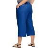 ellos Plus Size Linen-Blend Drawstring Elastic Waist Relaxed Fit Capris(Dark Sapphire)