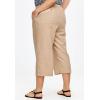 ellos Plus Size Linen-Blend Drawstring Elastic Waist Relaxed Fit Capris(Midnight Green)