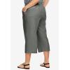 ellos Plus Size Linen-Blend Drawstring Elastic Waist Relaxed Fit Capris(Olive Grey)