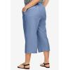 ellos Plus Size Linen-Blend Drawstring Elastic Waist Relaxed Fit Capris(Pale Indigo)
