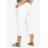 ellos Plus Size Linen-Blend Drawstring Elastic Waist Relaxed Fit Capris(White)