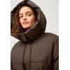 ellos Plus Size Long Belted Puffer With Hood(Chocolate)