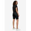 ellos Plus Size Mid-Rise Button-Front Stretch Denim Shorts(Black)