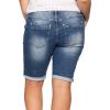 ellos Plus Size Mid-Rise Button-Front Stretch Denim Shorts(Light Stonewash)