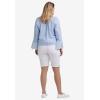 ellos Plus Size Stretch Denim Mid-Rise Bermuda Shorts(Light Blue Sanded Distressed)