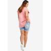 ellos Plus Size Stretch Denim Mid-Rise Bermuda Shorts(Light Blue Sanded Distressed)
