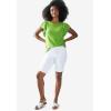 ellos Plus Size Stretch Denim Mid-Rise Bermuda Shorts(White)