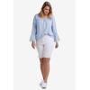 ellos Plus Size Stretch Denim Mid-Rise Bermuda Shorts(White)