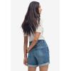 ellos Plus Size Stretch Denim Mid-Rise Boyfriend Shorts(Medium Blue Distressed)