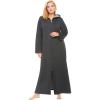 Dreams & Co. Plus Size Long Hooded Fleece Sweatshirt Robe(Heather Charcoal)