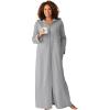 Dreams & Co. Plus Size Long Hooded Fleece Sweatshirt Robe(Heather Grey)