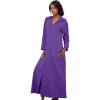 Dreams & Co. Plus Size Long Hooded Fleece Sweatshirt Robe(Plum Burst)