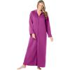 Dreams & Co. Plus Size Long Hooded Fleece Sweatshirt Robe(Rich Magenta)
