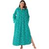 Dreams & Co. Plus Size Long Hooded Fleece Sweatshirt Robe(Waterfall Hearts)
