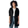 Ellos Women’s Plus Size Zip-Front Hoodie With Zip Pockets French Terry Long Oversized Jacket(Black)