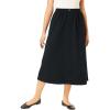 Woman Within Plus Size 7-Day Elastic-Waist All-Cotton Pull-On Denim Jeans Skirt(Black)