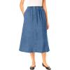 Woman Within Plus Size 7-Day Elastic-Waist All-Cotton Pull-On Denim Jeans Skirt(Light Stonewash)