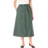 Woman Within Plus Size 7-Day Elastic-Waist All-Cotton Pull-On Denim Jeans Skirt(Pine)