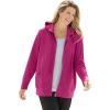 Woman Within Plus Size Better Fleece Zip-Front Hoodie Long Oversized Sweatshirt(Raspberry)
