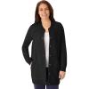Woman Within Plus Size Fleece Baseball Jacket Long Oversized Fleece Coat(Black)