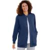 Woman Within Plus Size Fleece Baseball Jacket Long Oversized Fleece Coat(Navy)