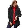 Woman Within Plus Size Fleece Hooded Jacket Long Oversized Zip-Up Fuzzy Hoodie(Black)