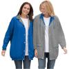 Woman Within Plus Size Fleece Nylon Reversible Jacket(Bright Cobalt Medium Heather Grey)