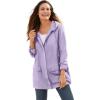 Woman Within Plus Size Lightweight Hooded Jacket Long Oversized Coat(Pale Lilac)