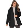 Woman Within Plus Size Microfleece Cardigan Shawl Collar Oversized Long Open Jacket(Black)
