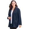 Woman Within Plus Size Microfleece Cardigan Shawl Collar Oversized Long Open Jacket(Navy)