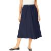Woman Within Plus Size Petite 7-Day Elastic-Waist All-Cotton Pull-On Denim Jeans Skirt(Indigo)