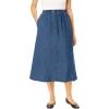 Woman Within Plus Size Petite 7-Day Elastic-Waist All-Cotton Pull-On Denim Jeans Skirt(Medium Stonewash)