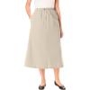 Woman Within Plus Size Petite 7-Day Elastic-Waist All-Cotton Pull-On Denim Jeans Skirt(Natural Khaki)