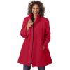 Woman Within Plus Size Petite Fleece Swing Funnel-Neck Coat(Classic Red)