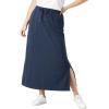 Woman Within Plus Size Petite Sport Knit Side-Slit Skirt(Navy)