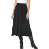 Woman Within Plus Size Ponte Knit A-Line Skirt(Black)