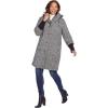 Woman Within Plus Size Rib-Knit Trim Wool Blend Coat(Black Herringbone)