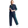 Woman Within Plus Size Side Stripe French Terry Zip Jacket(Navy Waterfall)