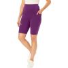 Woman Within Plus Size Stretch Cotton Pocket Bike Short(Plum Purple)