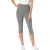 Woman Within Plus Size Stretch-Cotton Knit Pull-On Capri Leggings(Medium Heather Grey)
